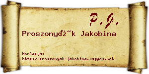 Proszonyák Jakobina névjegykártya